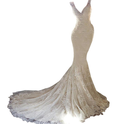 Halter Brigade Wedding Dress ( Seaside Beach Location Mermaid Tail Light Wedding Dress)
