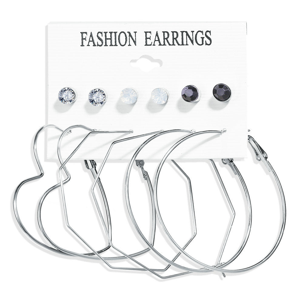 Acrylic Artificial Pearl Circle Tassel Earring Set 6 Pieces Cross Border Earrings