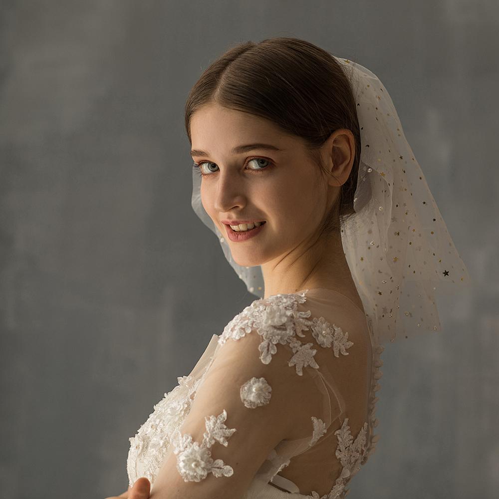 White Yarn Bridal Multi-layer Short Veil