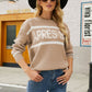 Graphic Round Neck Dropped Shoulder Sweater