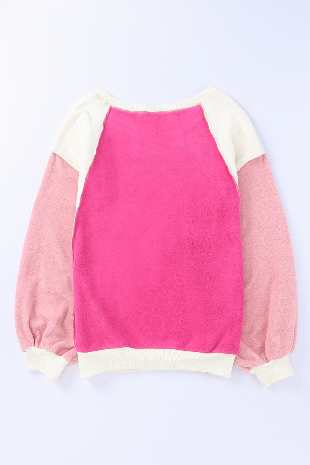 Color Block Lantern Sleeve Fleece Sweatshirt
