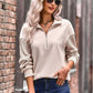 Quarter Zip Dropped Shoulder Spliced Sweatshirt