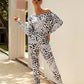 Animal Print Boat Neck Set