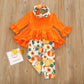 Kids Halloween Tails Dress Sets Toddler Baby Girls Long-sleeved Pumpkin Print Outfits Set Baby Toddler Girl Clothes