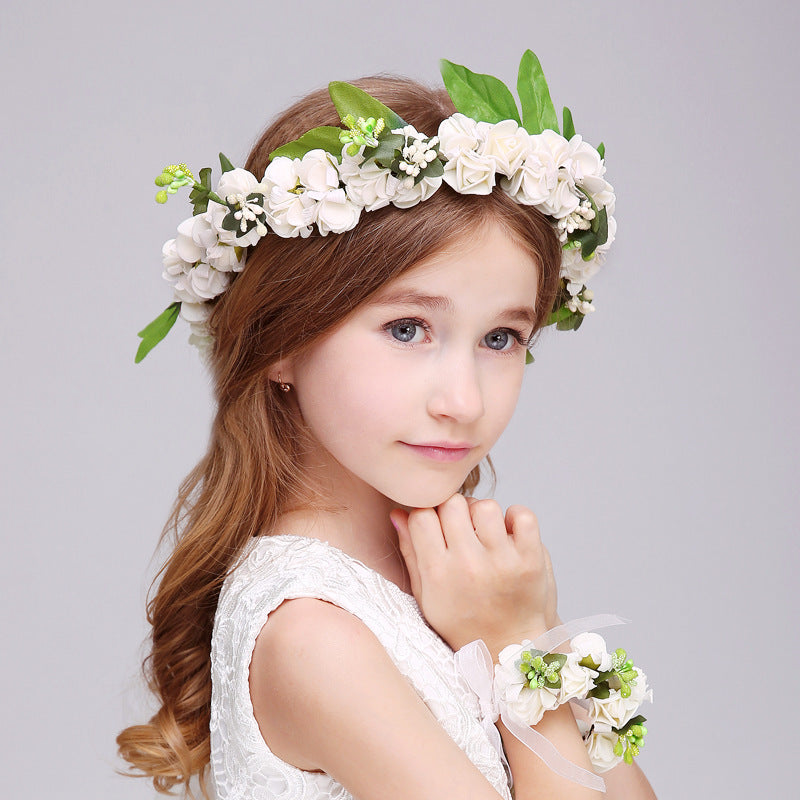 Bridal Flower Girl Crown Princess Headdress Flower Wreath Wedding