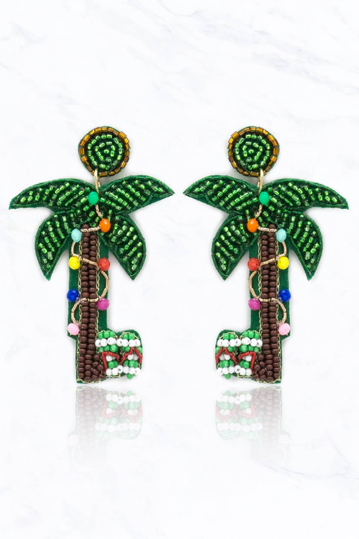 Palm Tree Christmas Lights Earrings