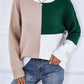 Contrast Ribbed Trim Round Neck Sweater