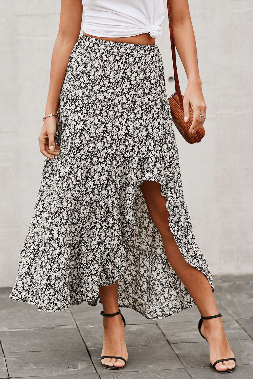 Floral Asymmetrical Maxi Skirt