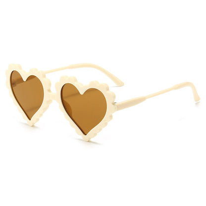 Kids Girl Heart Shaped Sunglasses, Colorful Vintage Cute Baby Eyewear for Party Beach Travel Photography