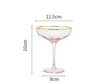 Gold Rim Rose Colored Glass Stemware Barware