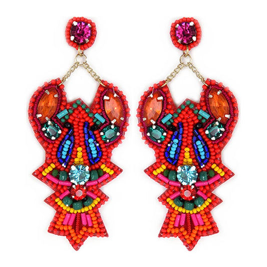 Beaded Lobster Earrings