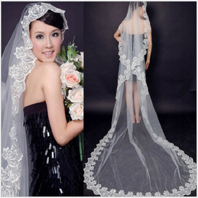 Bridal Wedding Veil Headdress (3 meters long, multiple colors)