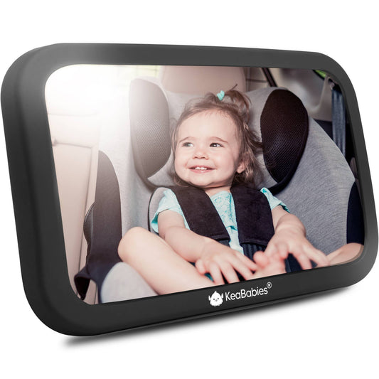 KeaBabies Baby Car Seat Mirror (Large, Matte Black)