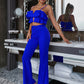 Layered Cami and Belted Flared Pants Set