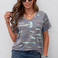 Leopard V-Neck Tee with Pocket