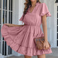 Tie Neck Tiered Flutter Sleeve Dress