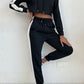 Side Stripe Cropped Hoodie and Jogger Set