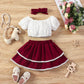 Baby Girl Bow Detail Cropped Top and Skirt Set