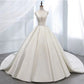 Satin Ball Gown Wedding Dress Off the Shoulder Simple Robe De Mariee Lace Up Back Fashion Abito Da Sposa