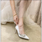 White High Heel with Ornate Side Embellishment (3.5 inches)