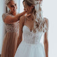 Backless Lace Wedding Dresses with Spaghetti Straps with A-Line Silhouette