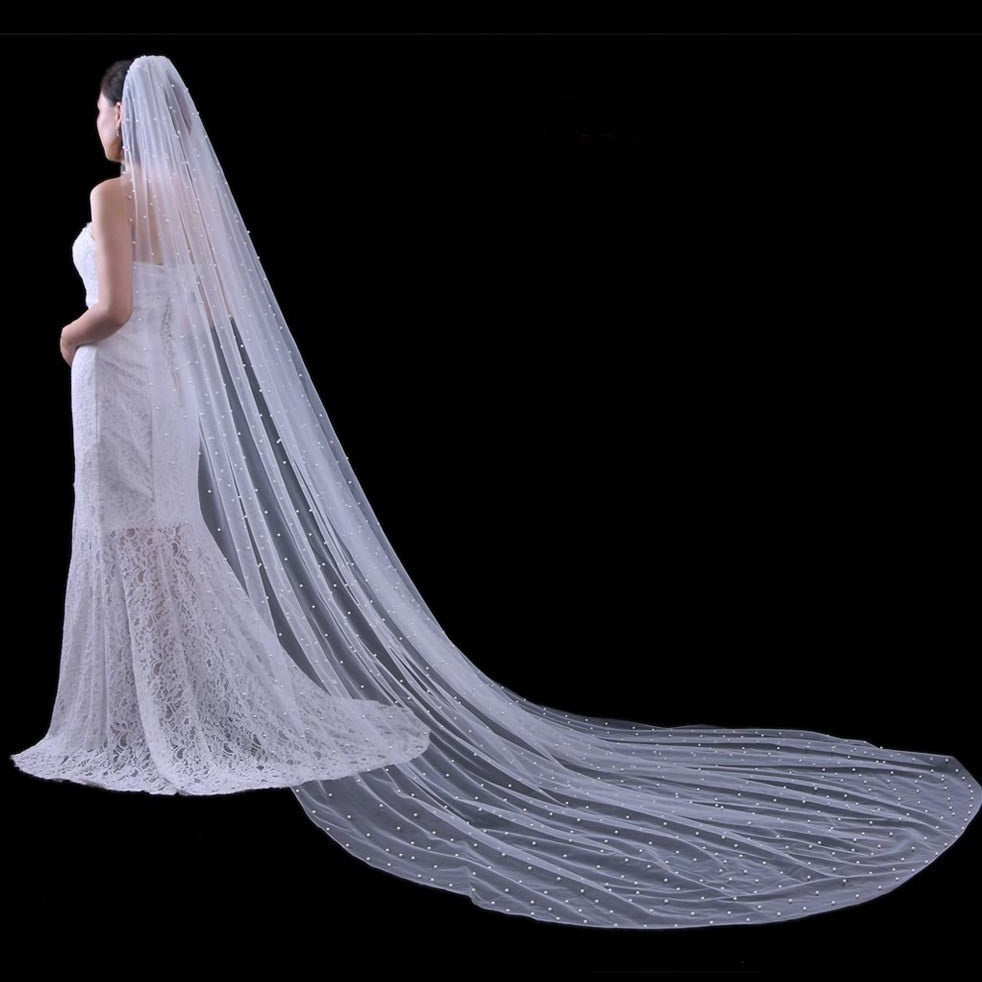 One Layer Pearl Bridal Wedding Veil
