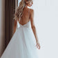 Backless Lace Wedding Dresses with Spaghetti Straps with A-Line Silhouette