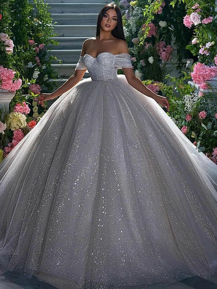 Sweetheart Princess Wedding Dress and Ball Gown with Off the Shoulder Boddess