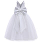 Elegant Girls Big Bow Dress Teen Girl White Ceremony Long Robe Clothing Kids Bridesmaid Wedding