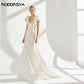 V-Neck Ruffle Cap Sleeve Bridal Gown with Open Back