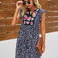 Leopard Embroidery Patch Short Sleeve Dress