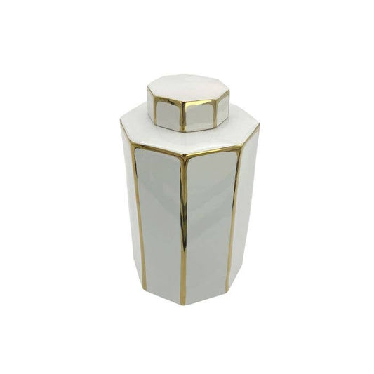 Aurora Gold Lines Vase with Lid Small
