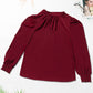 Mock Neck Puff Sleeve Blouse
