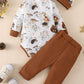 Baby Printed Bodysuit and Waffle-Knit Joggers Set