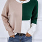 Contrast Ribbed Trim Round Neck Sweater