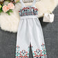 Girls Mixed Print Belted Sleeveless Jumpsuit