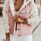 Two-Tone Spliced Denim Sherpa Hooded Jacket