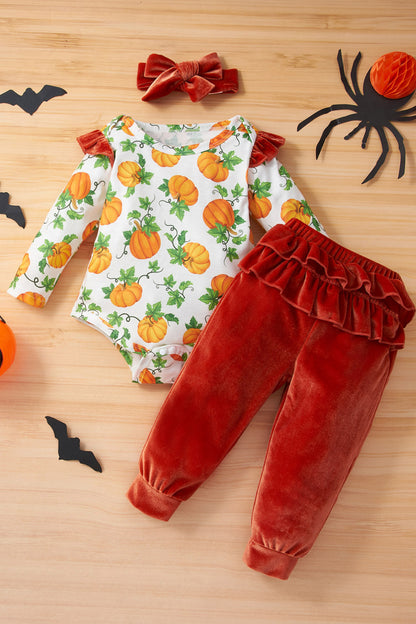 Baby Girls' Pumpkin Top and Velour Pants
