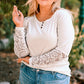 Plus Size Spliced Lace Ribbed Henley Top