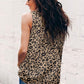 Leopard Print Ruffled Neck Tank Top